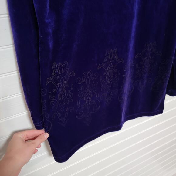 Diane von Furstenberg Size Medium Purple Velvet Tunic Baroque Jacquard VTG USA - Picture 4 of 9